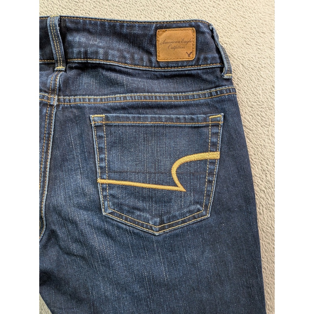 American Eagle Artist Jeans Dark Wash Stretch Low Rise Slim Flare Size 2 Regular